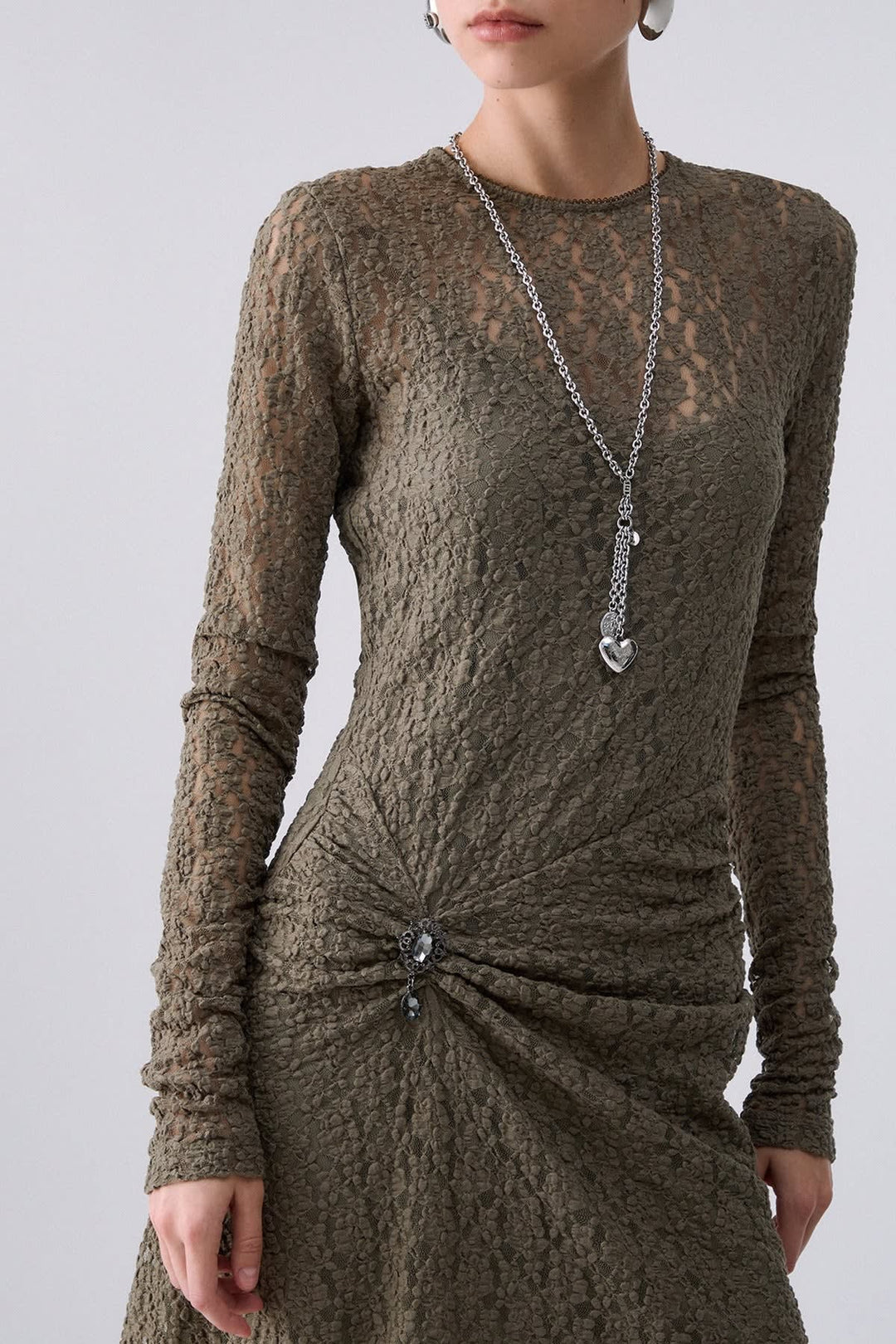 Short lace dress with jewel detail for women liujo
