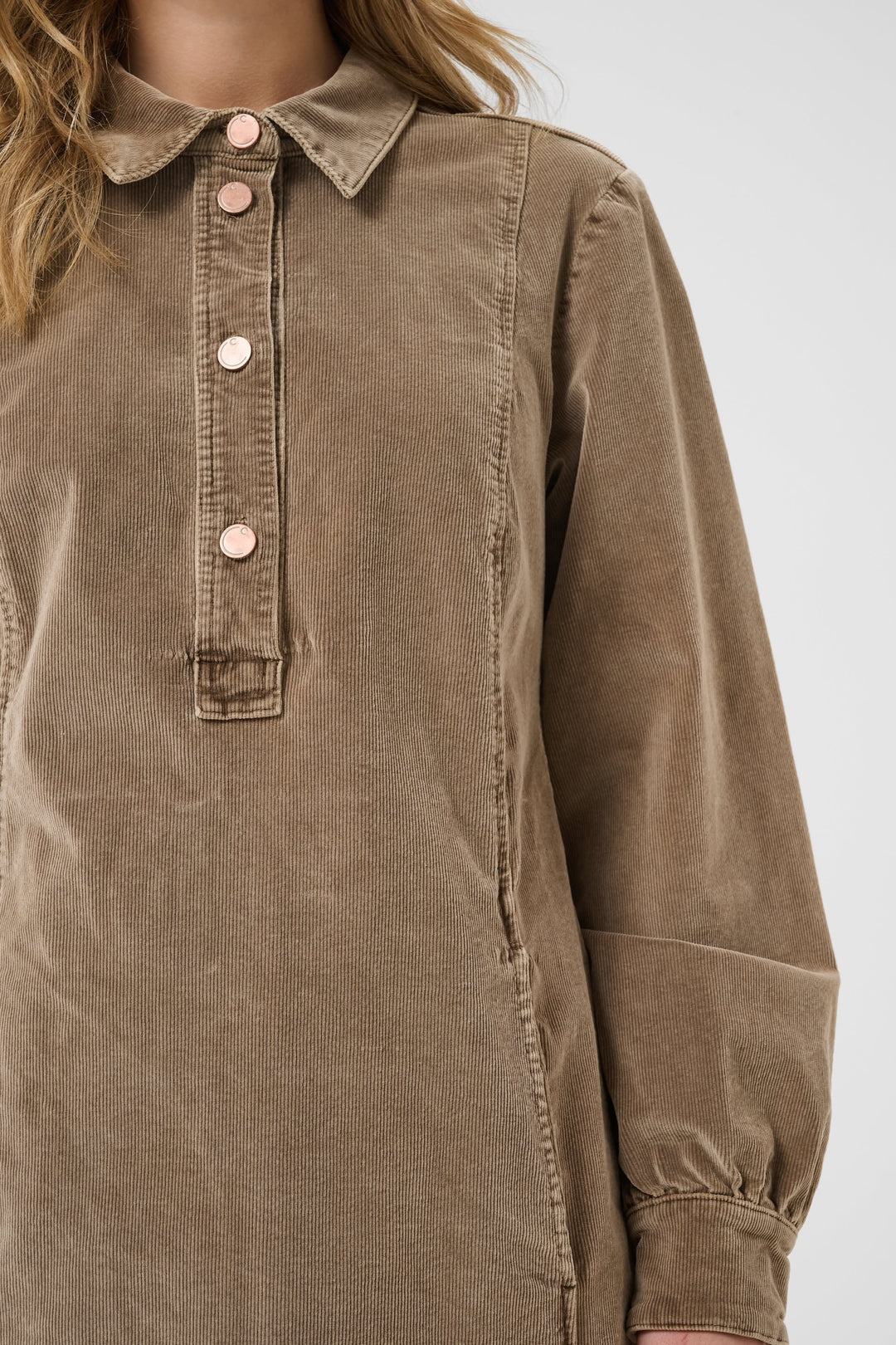 Robe courte en velours côtelé pour femme Cream