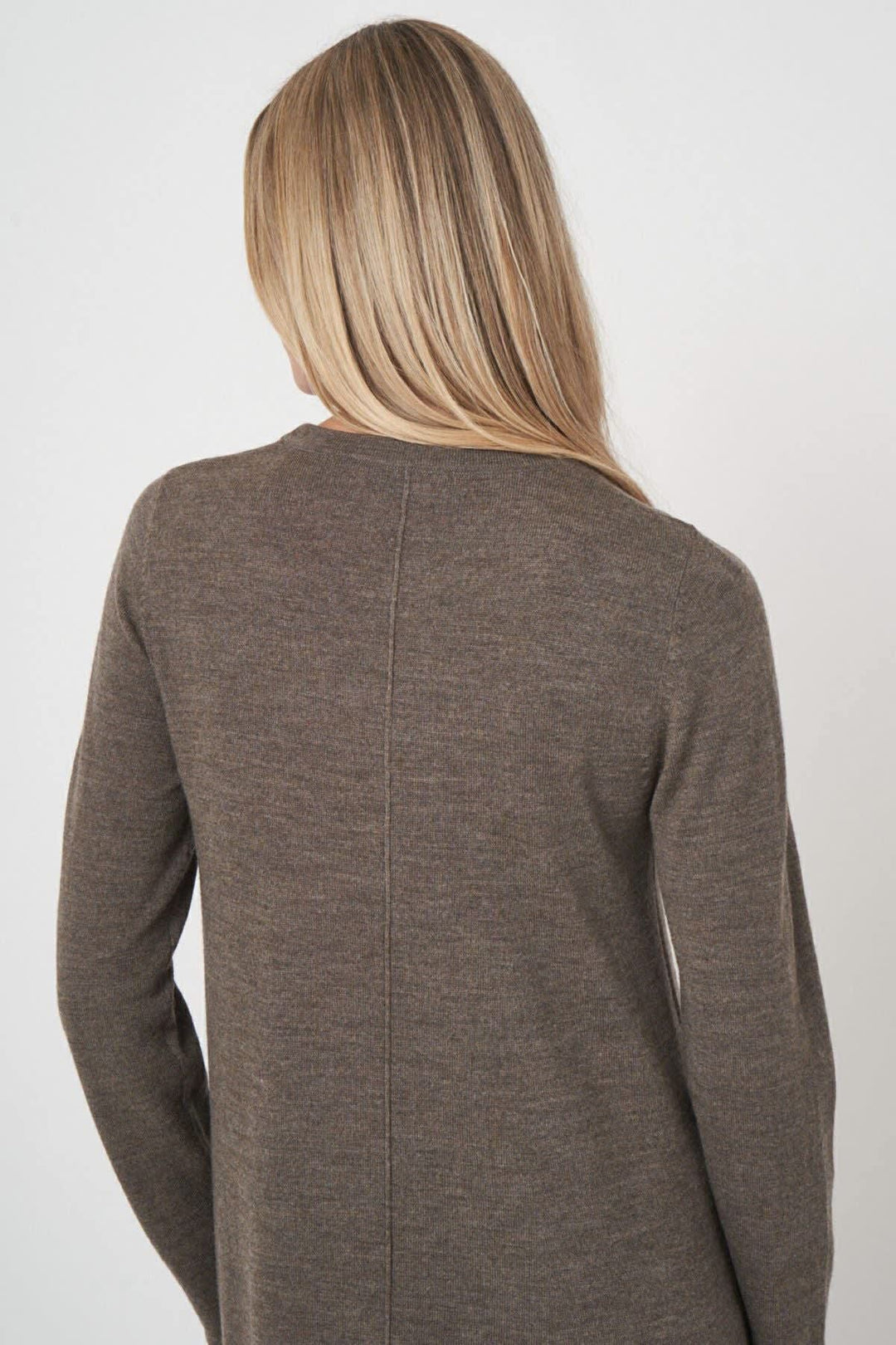 Front view of a short, flared dress Repeat Cashmere in gray knit fabric for women - Valérie Simon