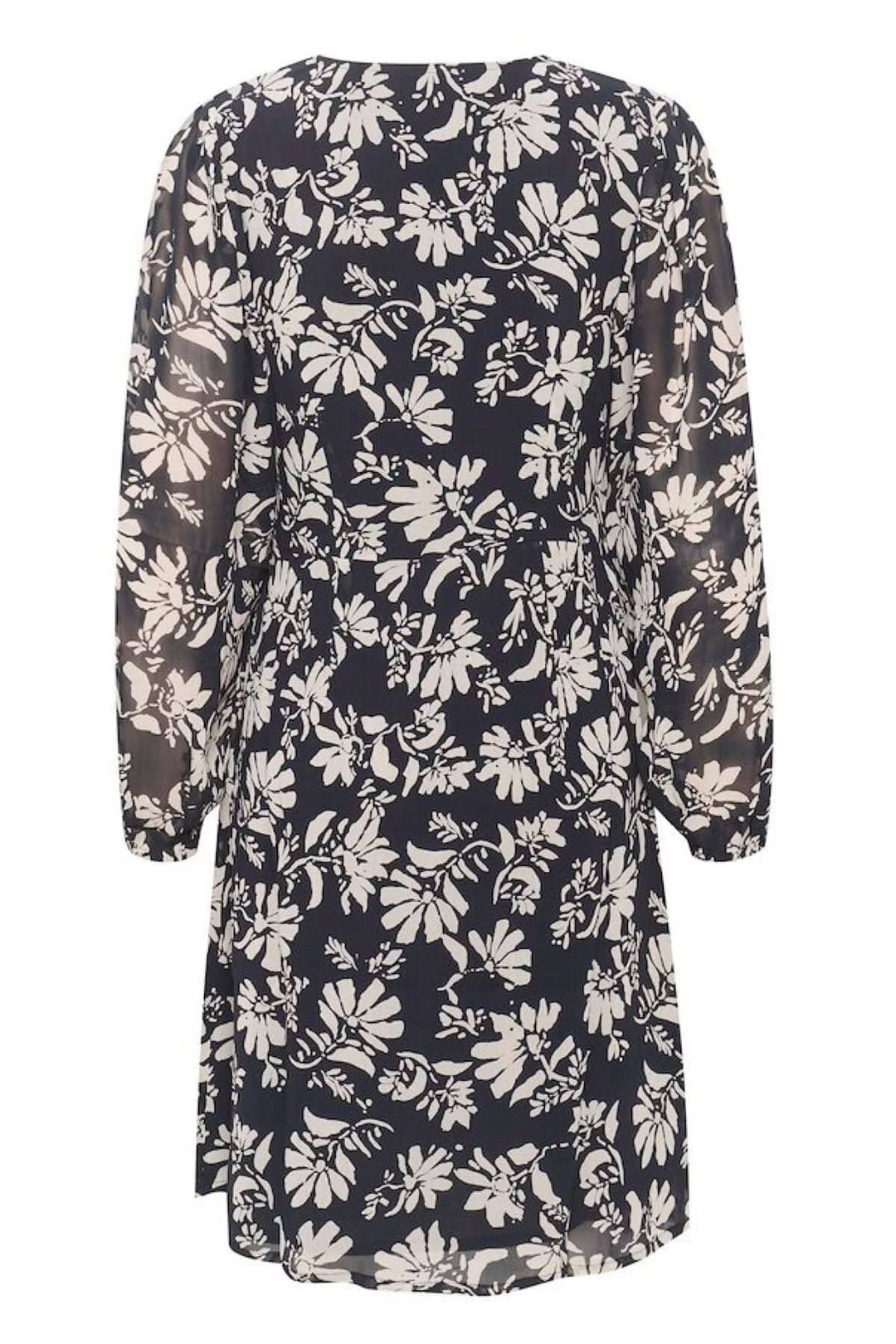 Robe Fiona à motif floral, manches longues, coupe régulière, idéale pour toutes les occasions.