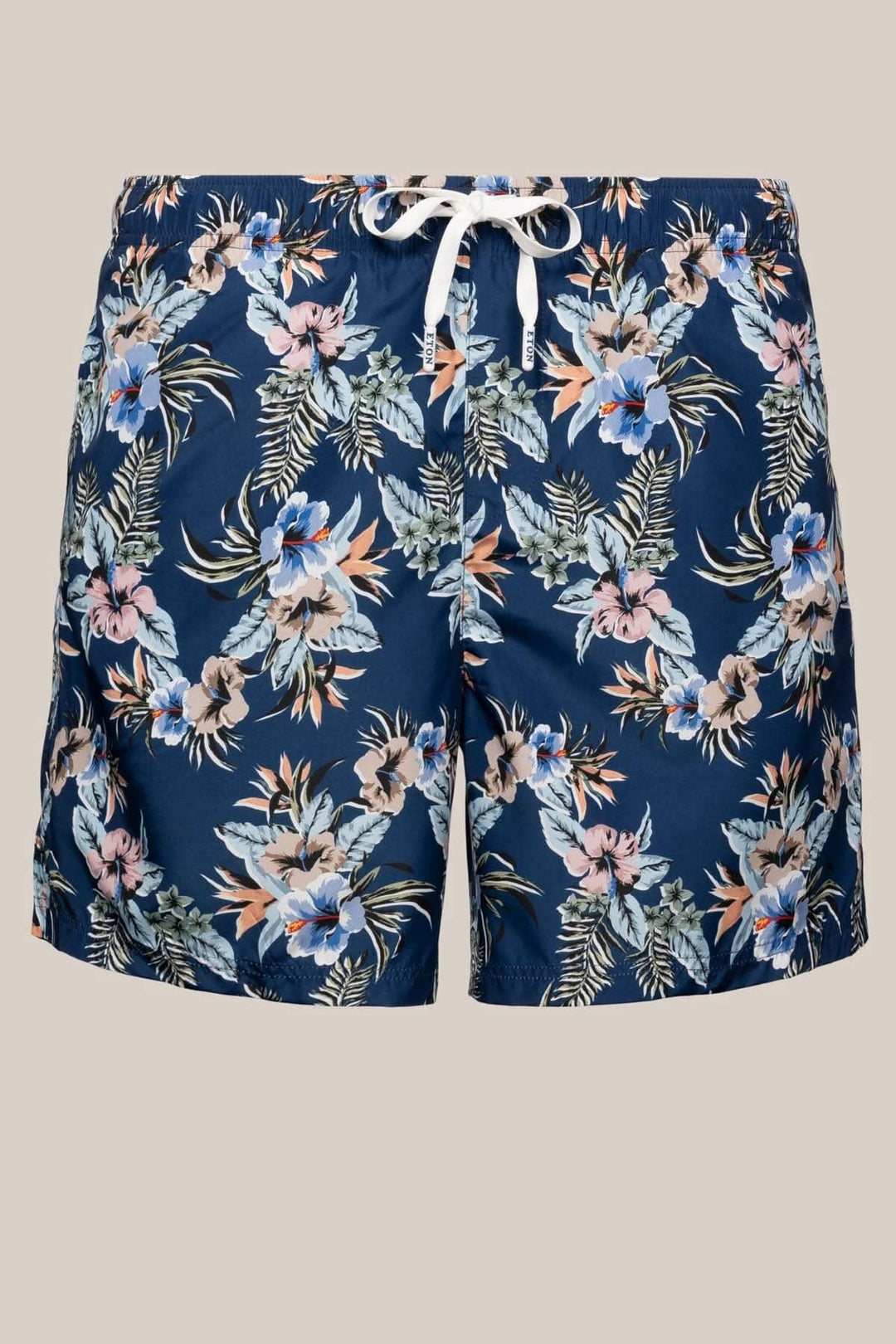 Maillot de bain fleuri avec impression florale, tissu polyester à séchage rapide et cordon de serrage.