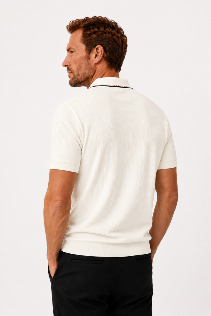 Textured polo shirt with collar detail