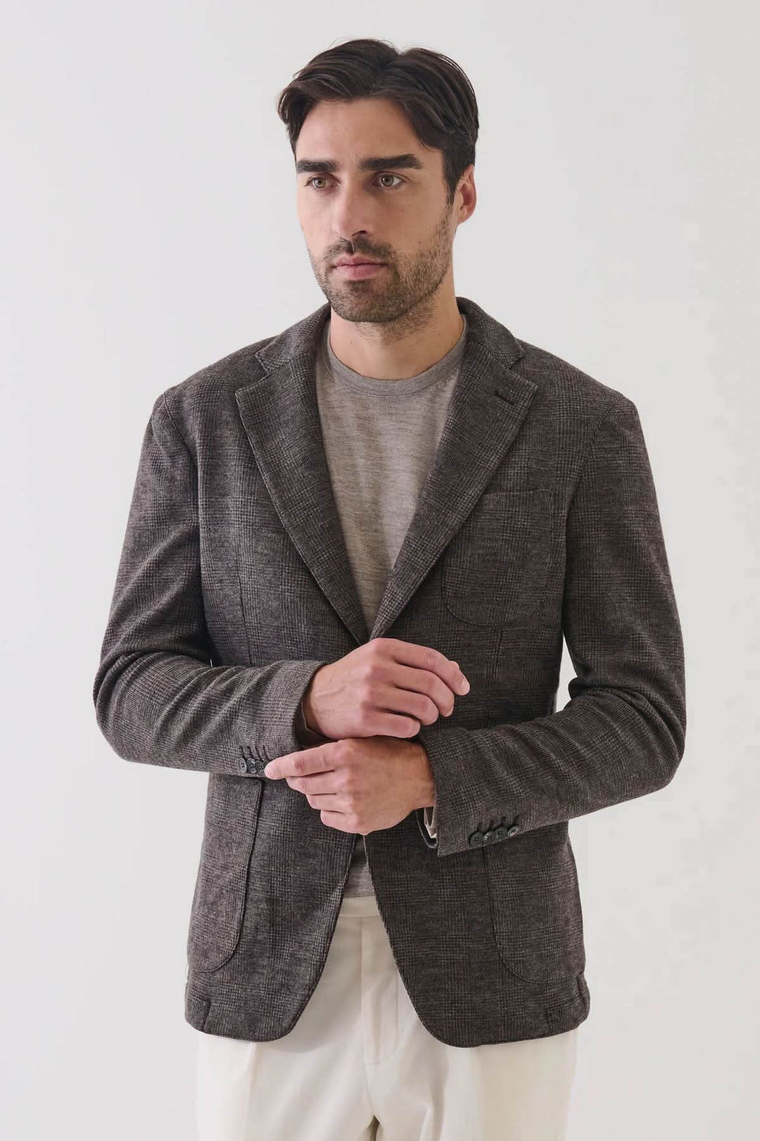 Blazer à deux boutons en laine à carreaux