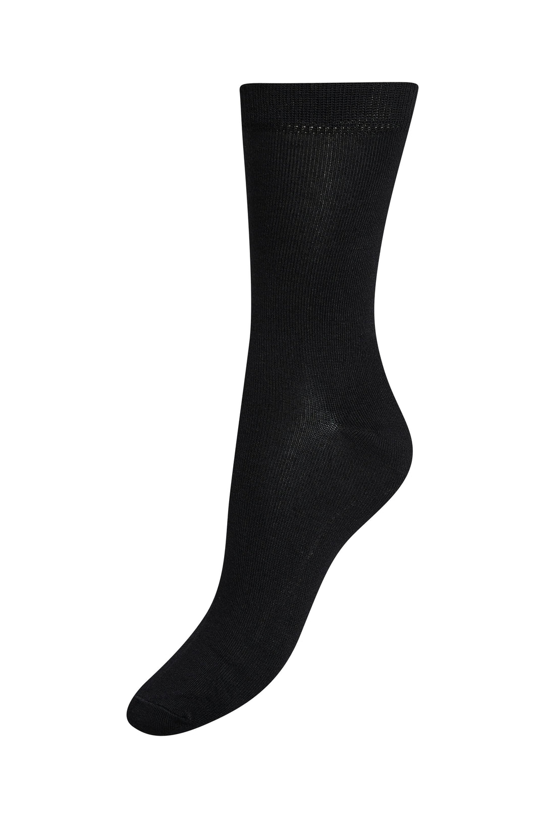 Chaussette unie noire mi-mollet, douce et confortable, idéale pour le quotidien et s'adapte à toutes les tenues.