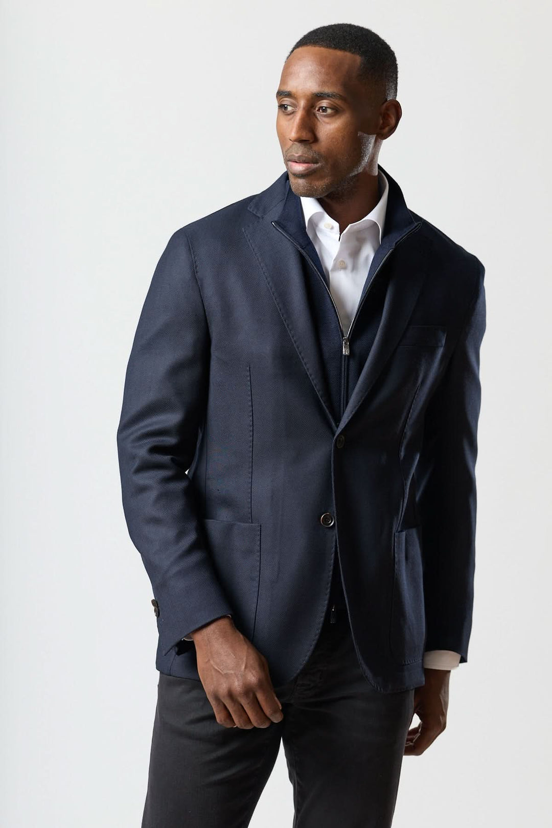 Veston moderne avec gilet zippé intégré