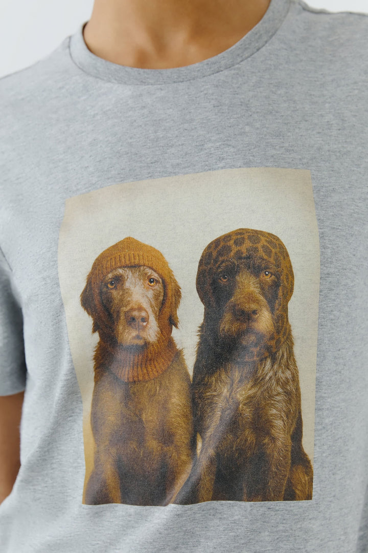 Women’s dog print T-shirt front view Oui