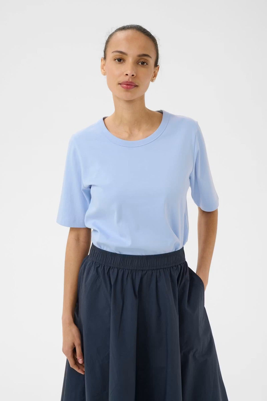 Vue de face T-shirt Part Two femme blanc avec encolure ronde - Valérie Simon