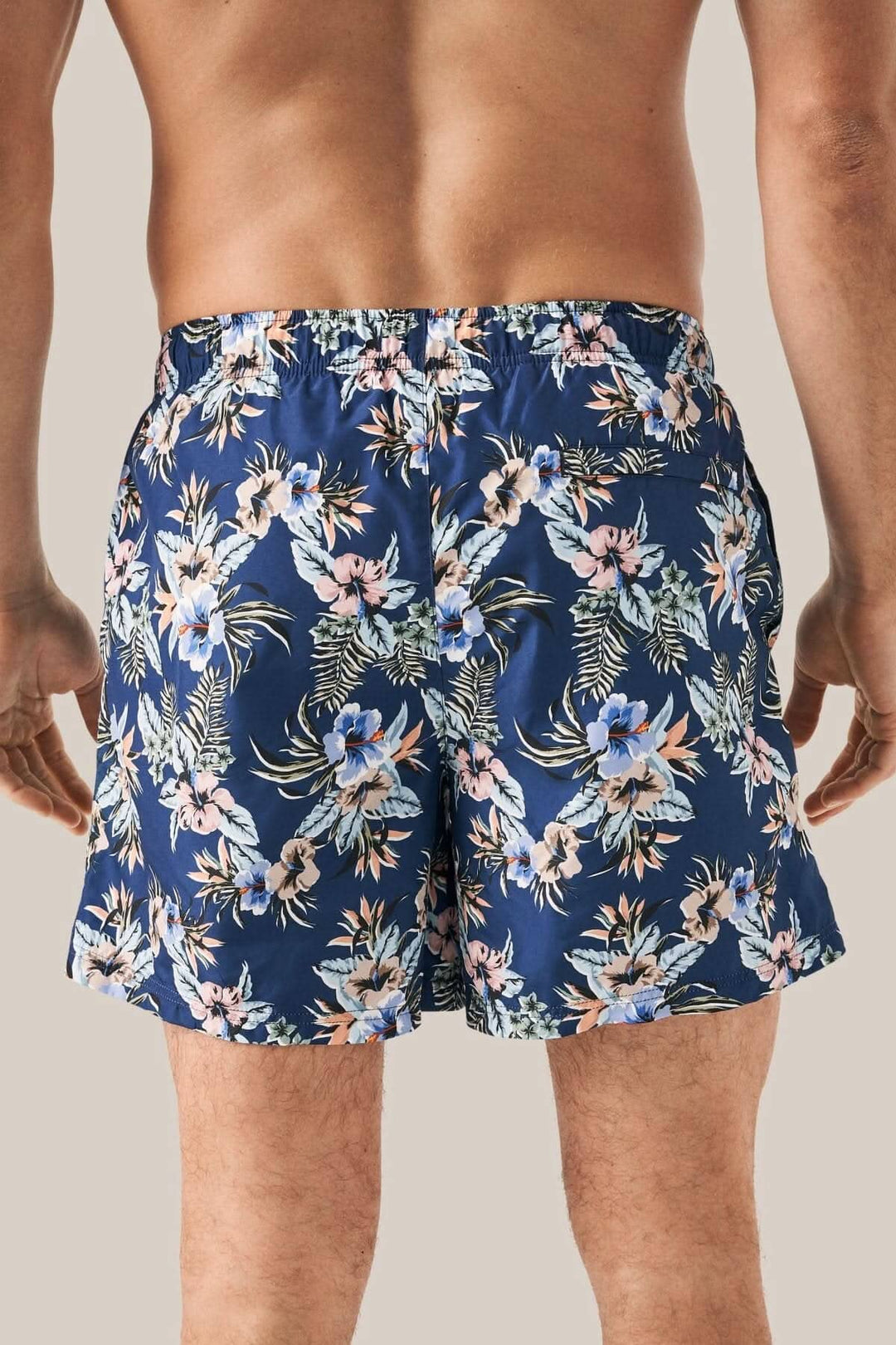 Short de bain fleuri pour homme, en polyester, à séchage rapide, motif exclusif blue floral.