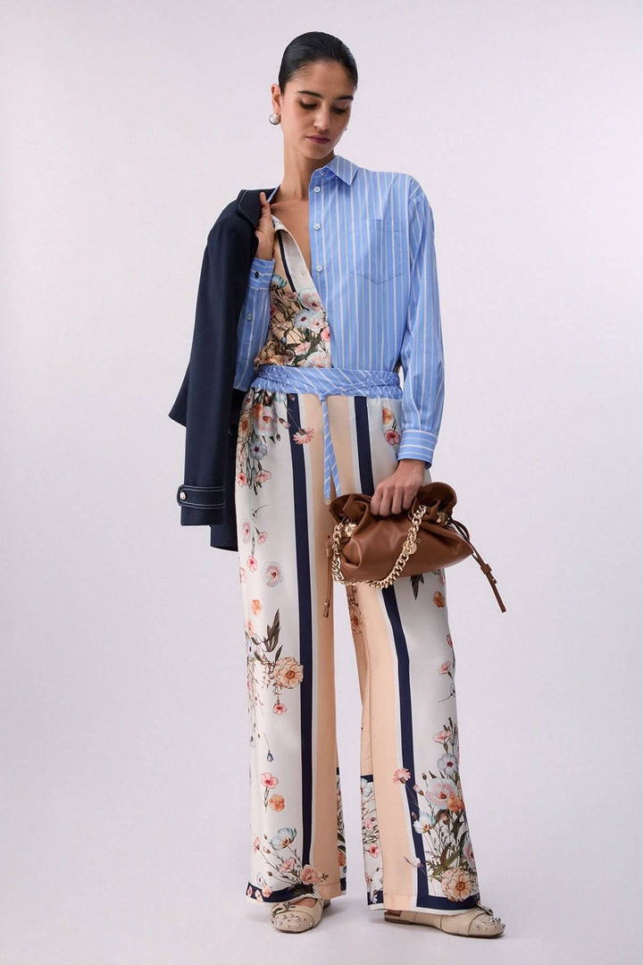 Chemise à manches longues avec motifs contrastés