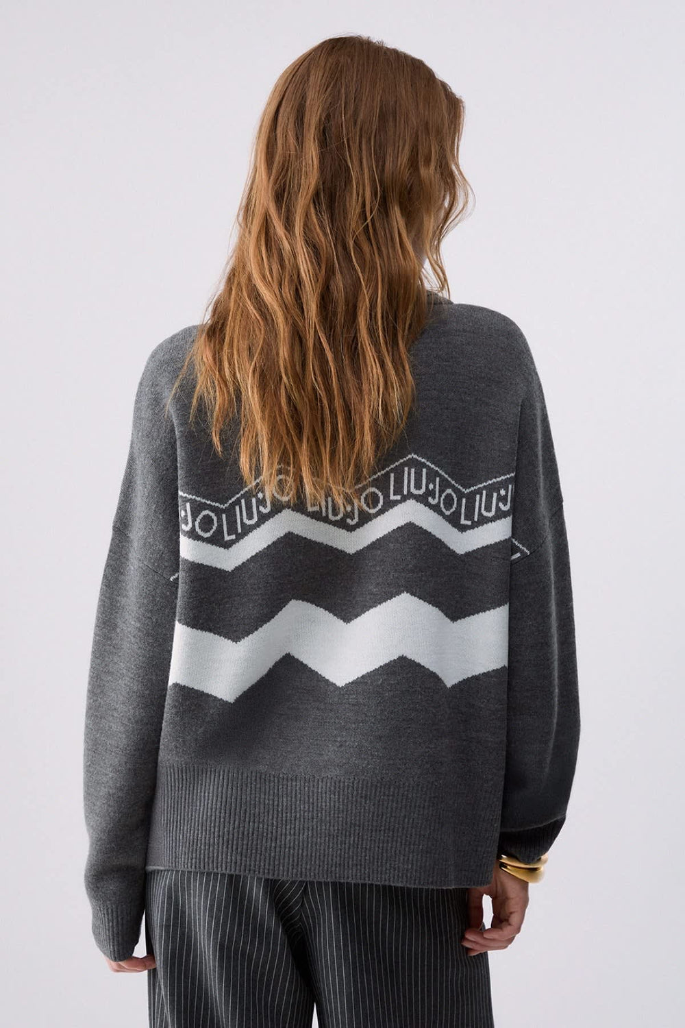 Women's liujo sequin turtleneck knitwear, front view