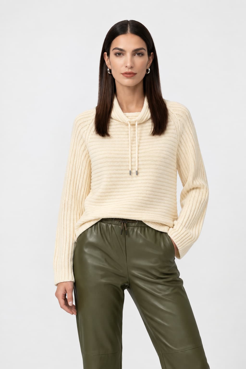 Tricot à col souple avec cordons pour femme Monari