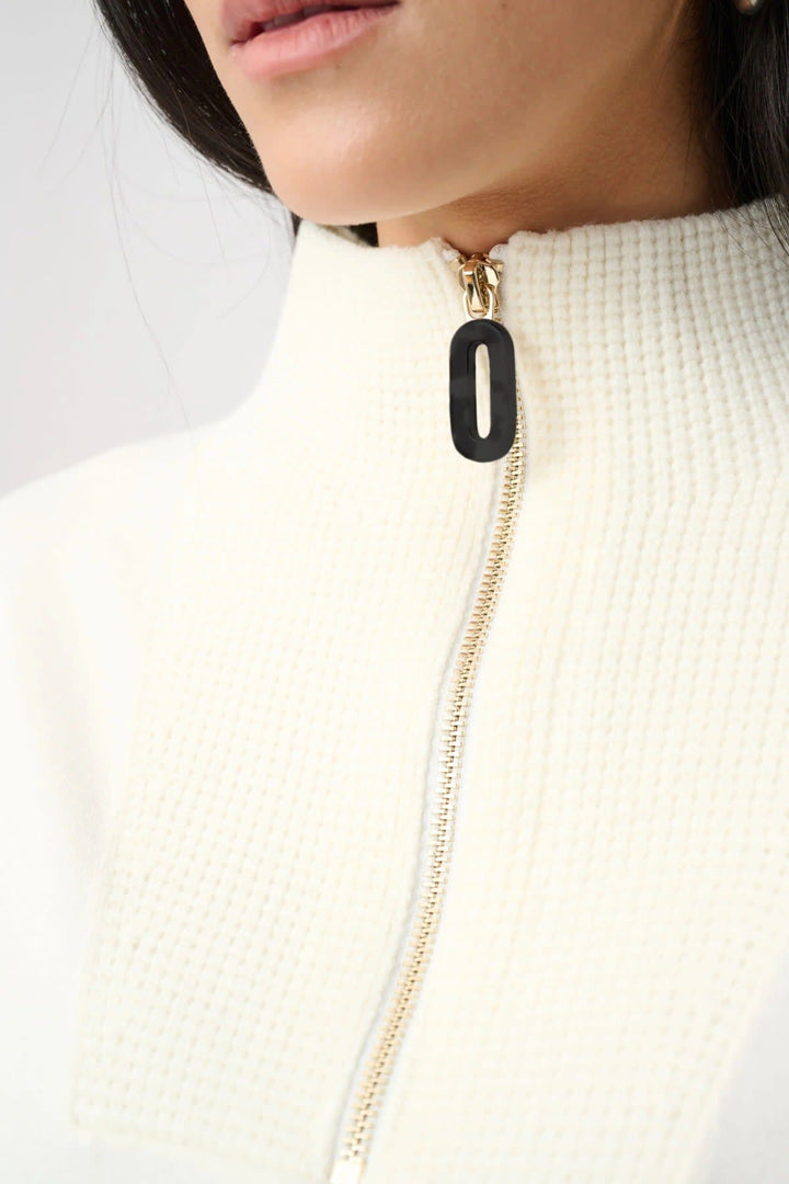 Side view of a blue Joseph Ribkoff textured knit for women - Valérie Simon