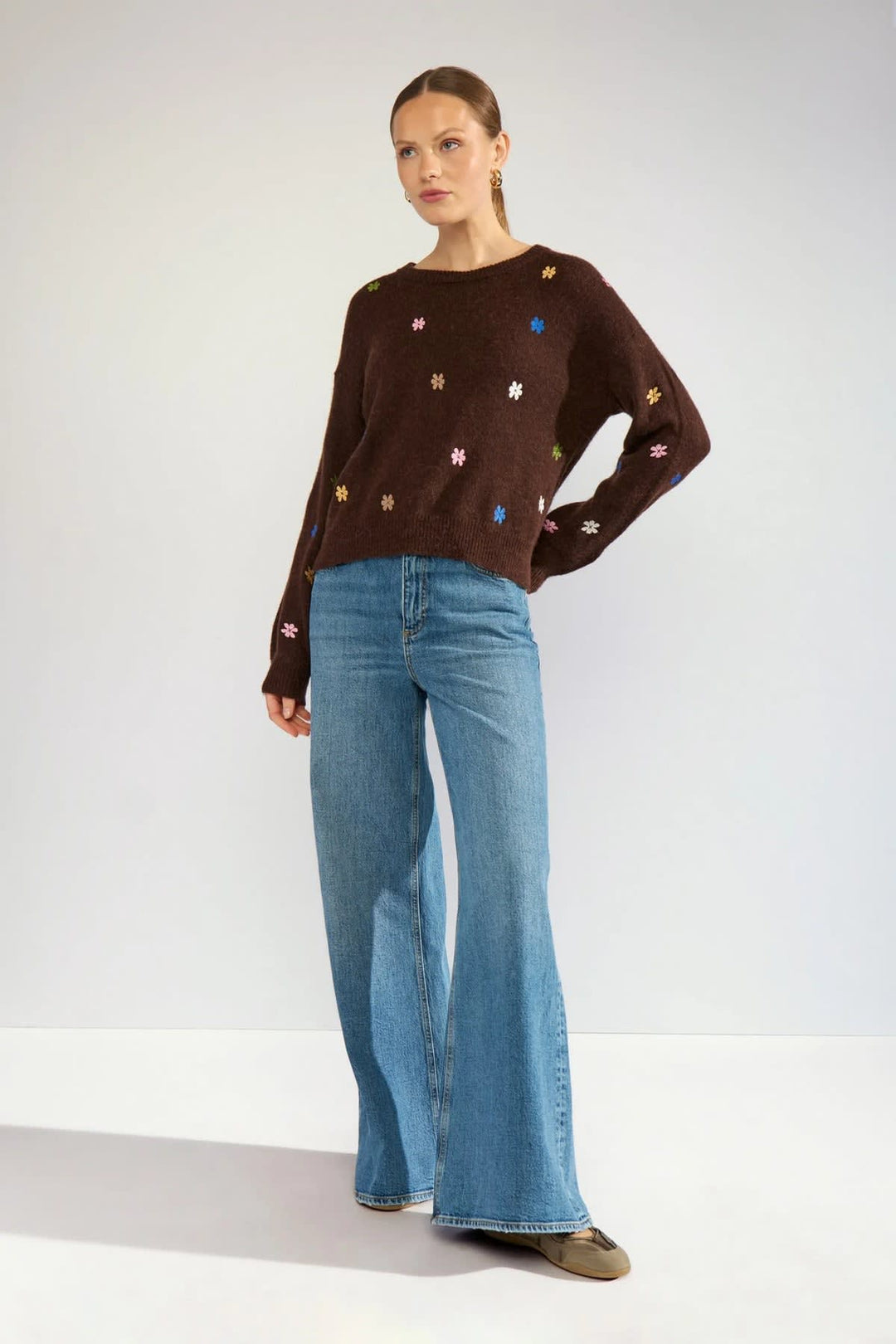 Tricot à fleurs brodées pour femme Numph