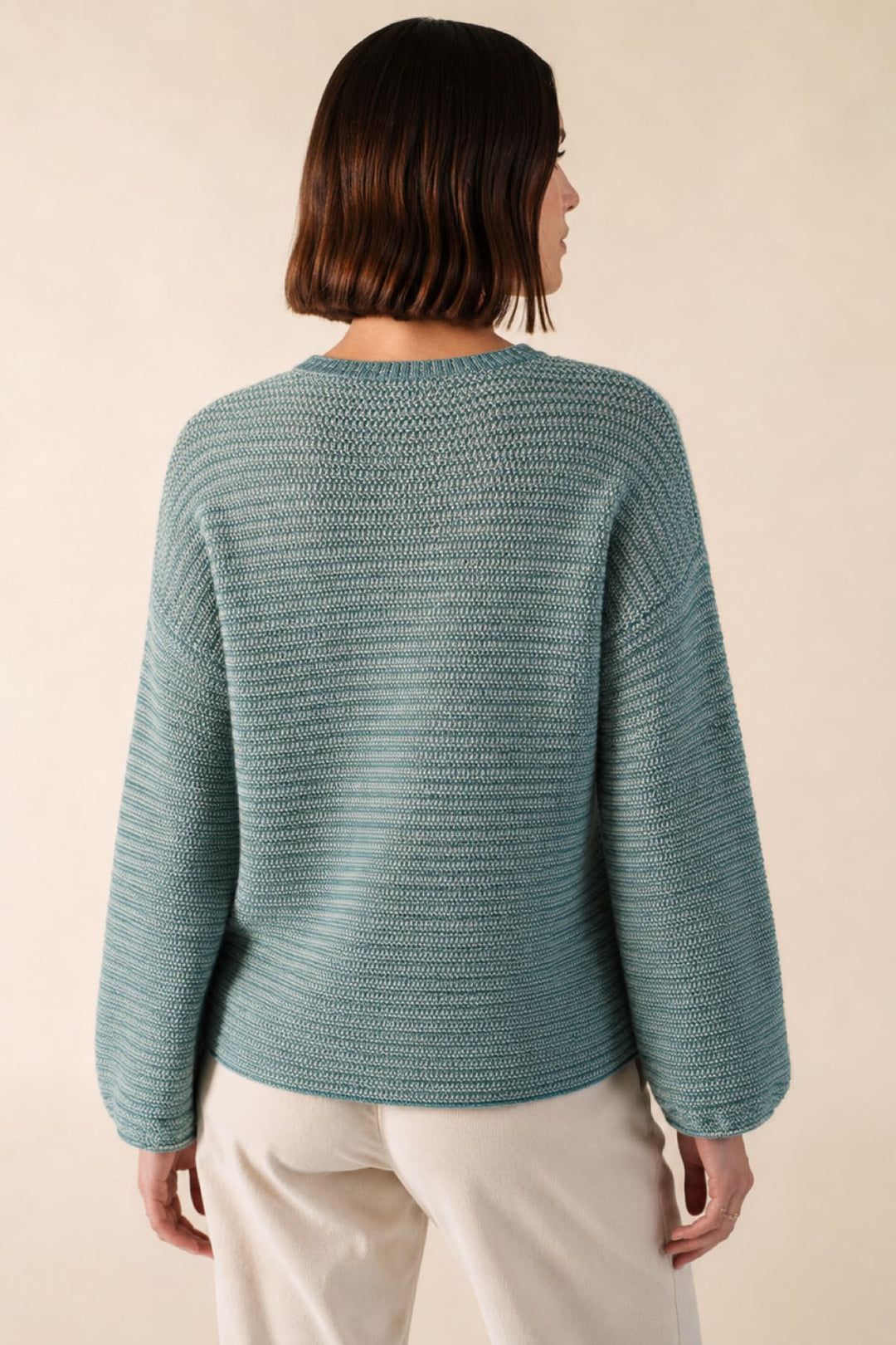 Front view of the loose-fitting Ascain Knit Sweater with balloon sleeves for women Saint James