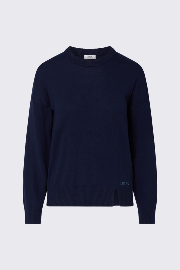 Classic crew-neck knit front view for women by liujo