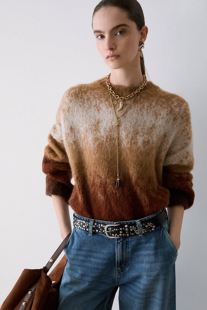 Women’s long-sleeve gradient knit liujo
