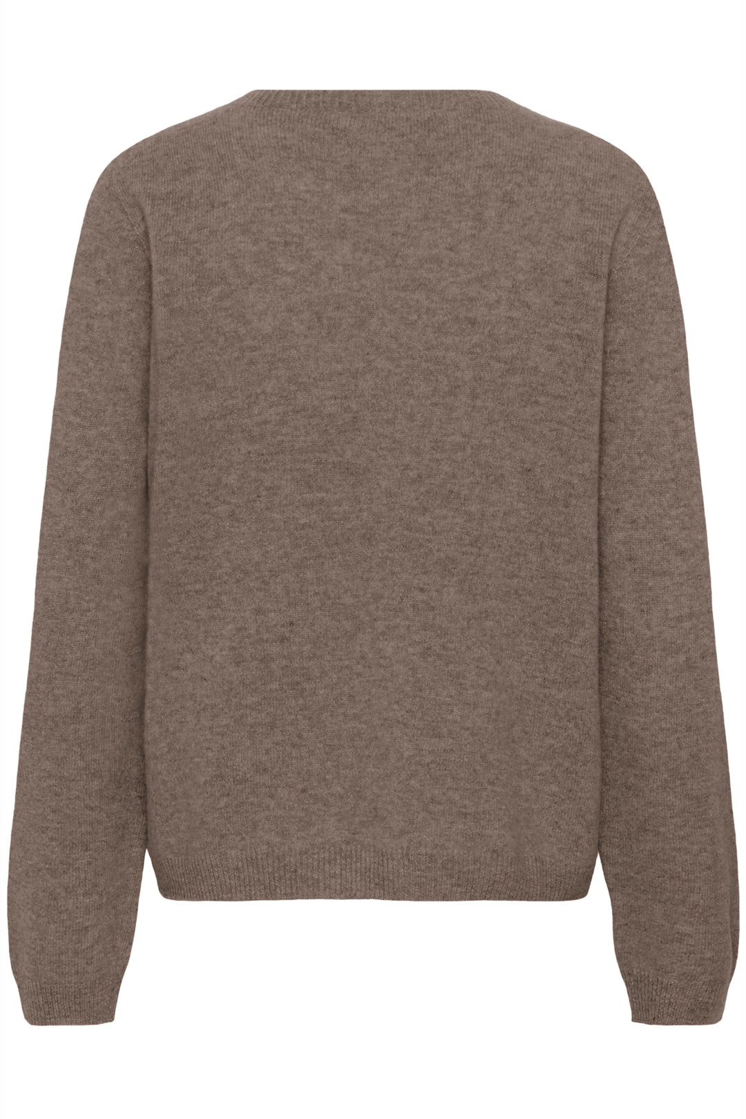 Front view of the Mela knit top with a round neckline in soft cream fabric for women - Valérie Simon