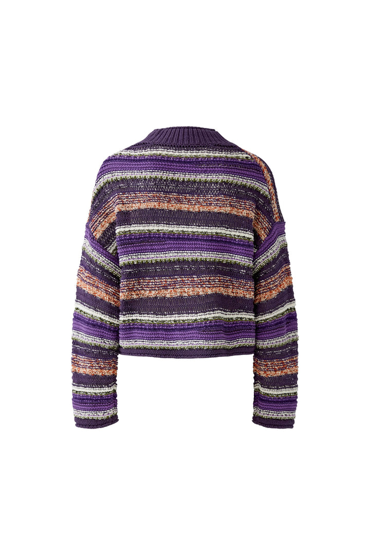 Textured knit with multicoloured stripes, front view, for women Oui