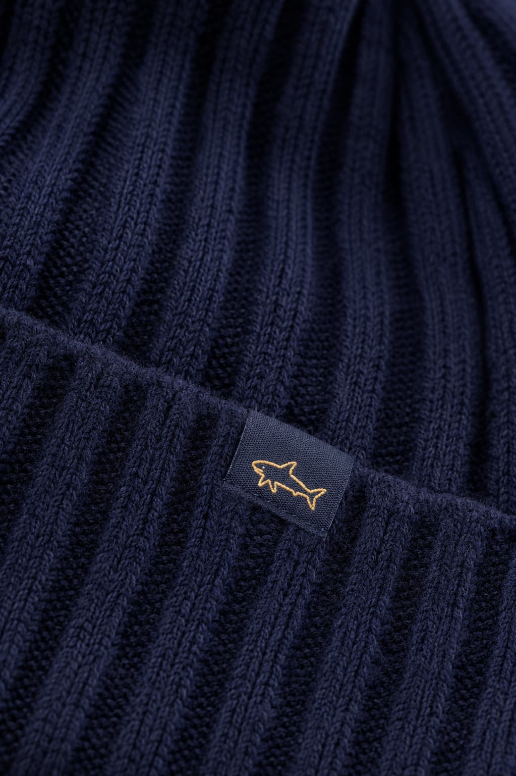 Front view of the Paul and Shark brown ribbed beanie for men with embroidered logo - Valérie Simon