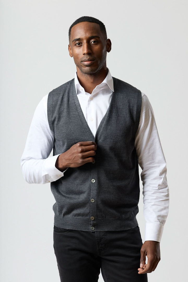 Gilet en laine mérinos à col en V