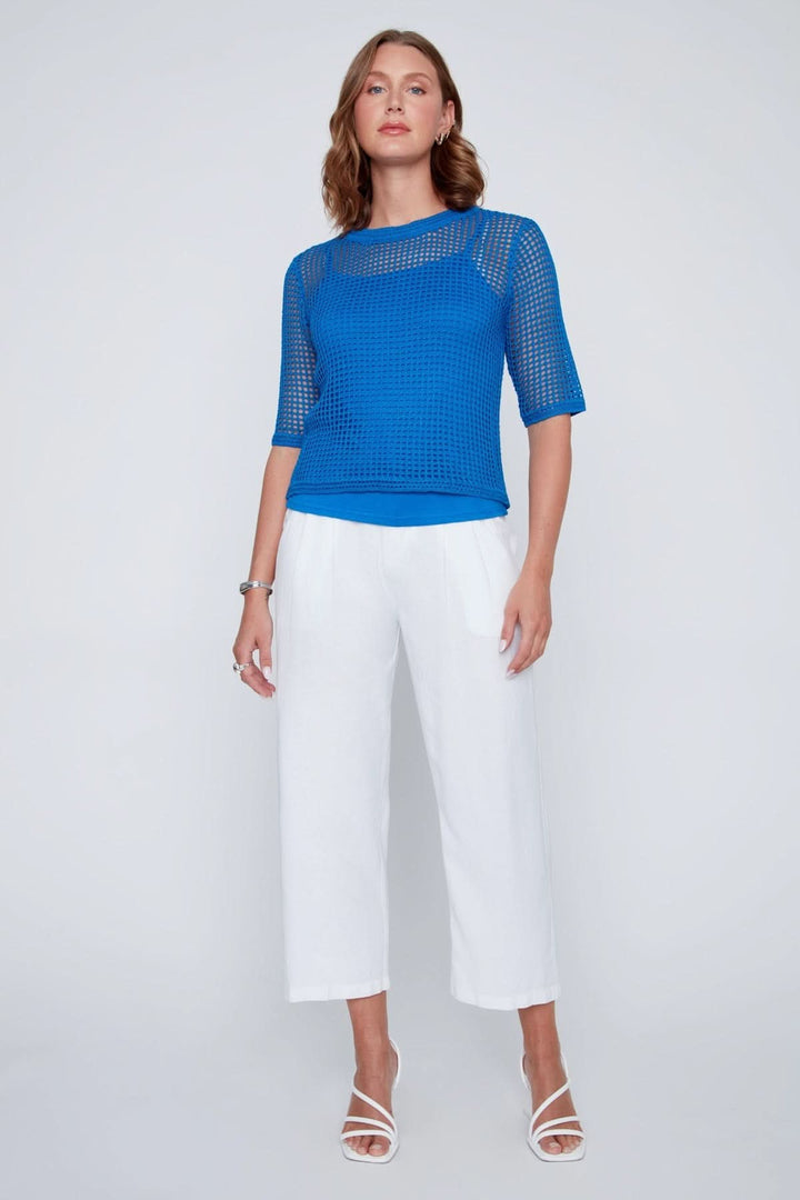 Openwork knit with short sleeves