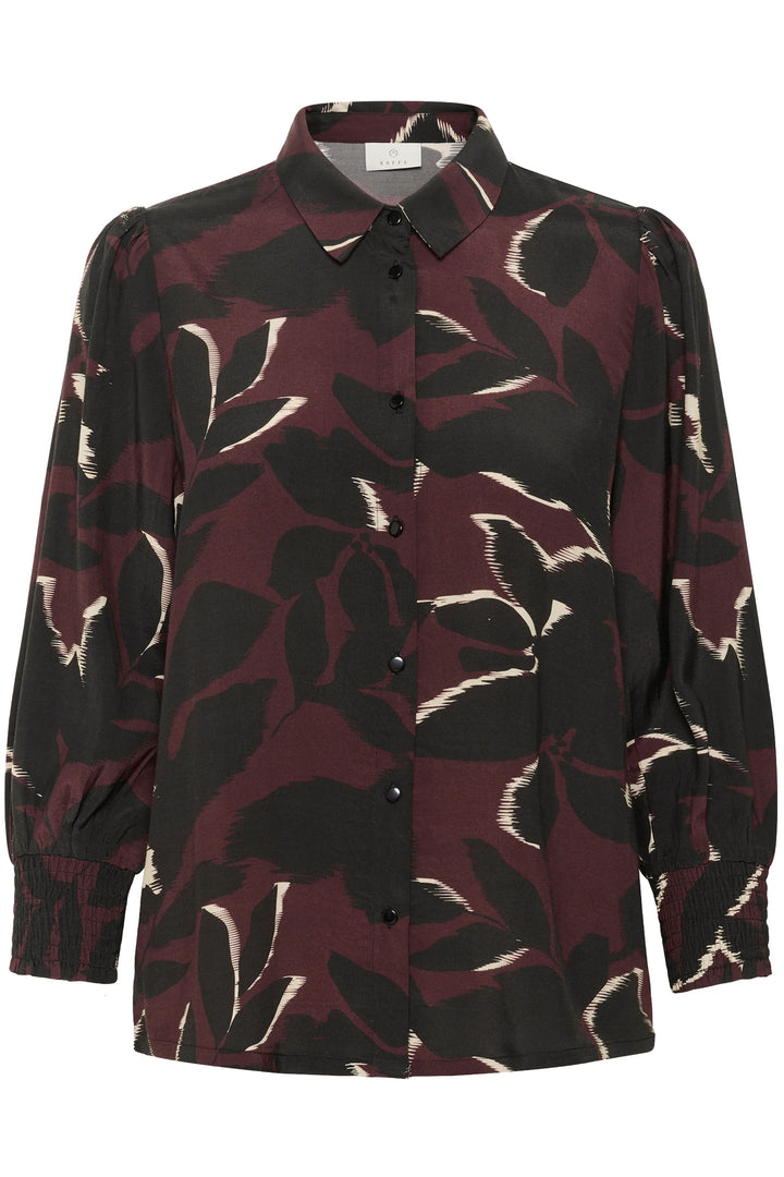 Chemise Mille imprimée à manches longues et poignets smockés avec col classique et imprimé graphique.