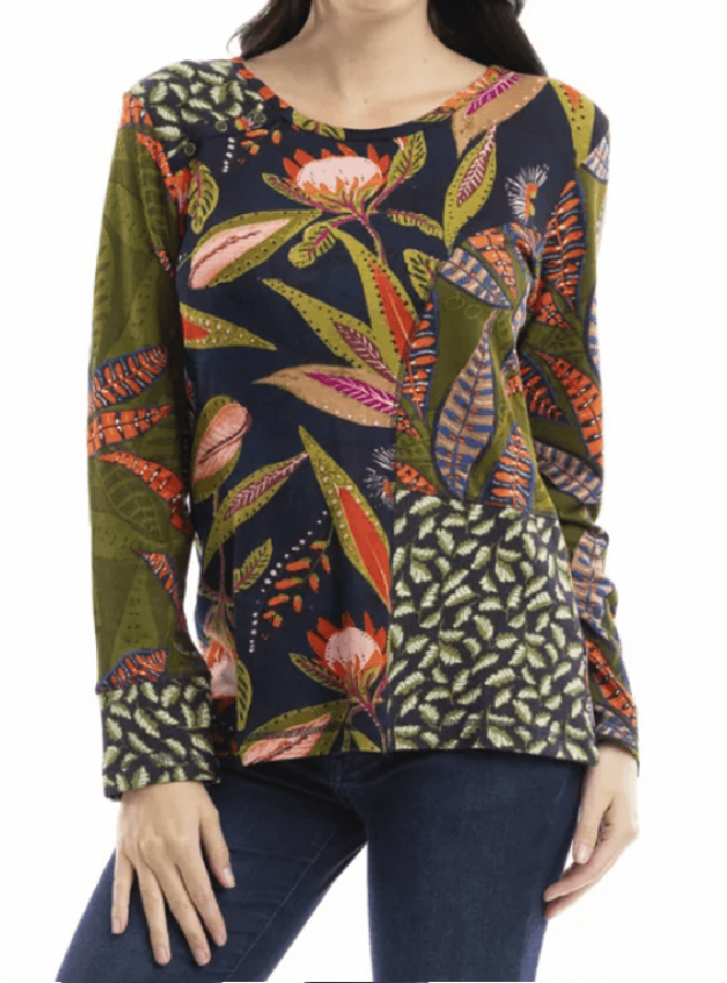 Chandail à imprimé botanique contrasté