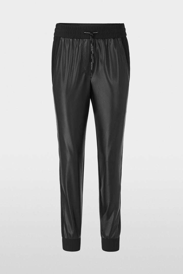 Pantalon habillé Rhodos effet cuir, coupe fuselée, taille élastique pour un style moderne et confortable.