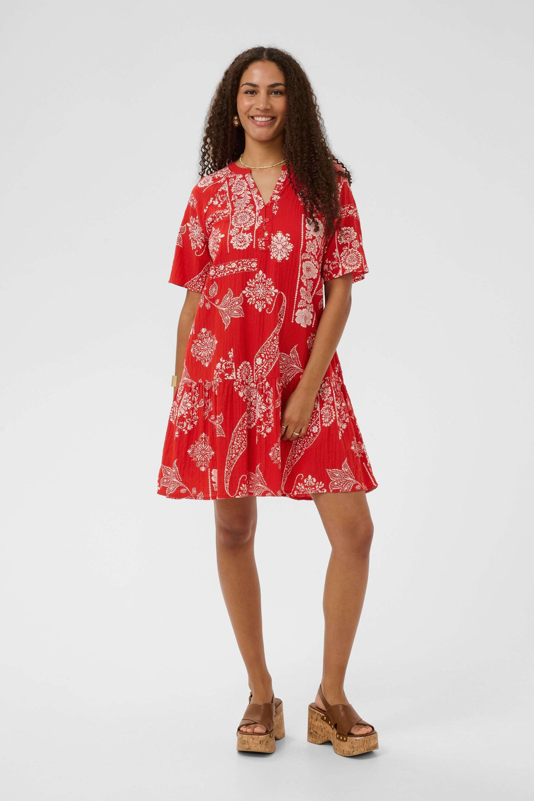 Tiah Short-Sleeve Printed Dress