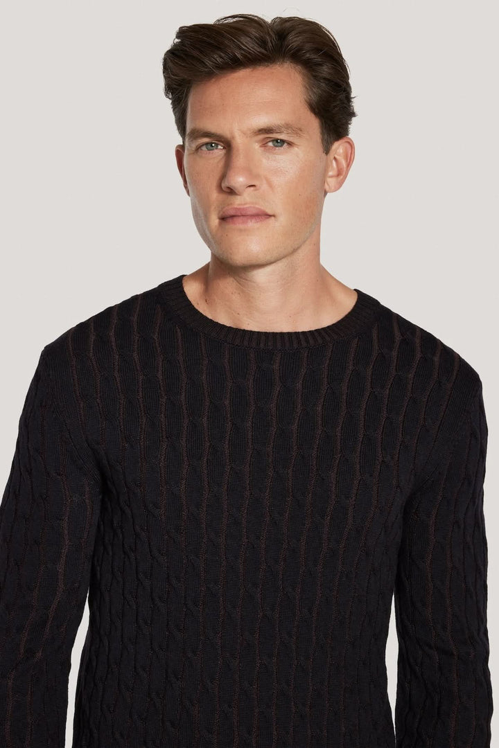 Pull ras du cou torsadé en laine mérinos vanisée