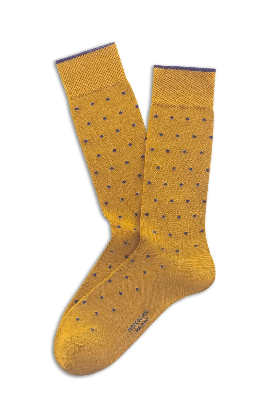 Bas à pois élégants en jaune avec motif discret, parfaits pour toute occasion.