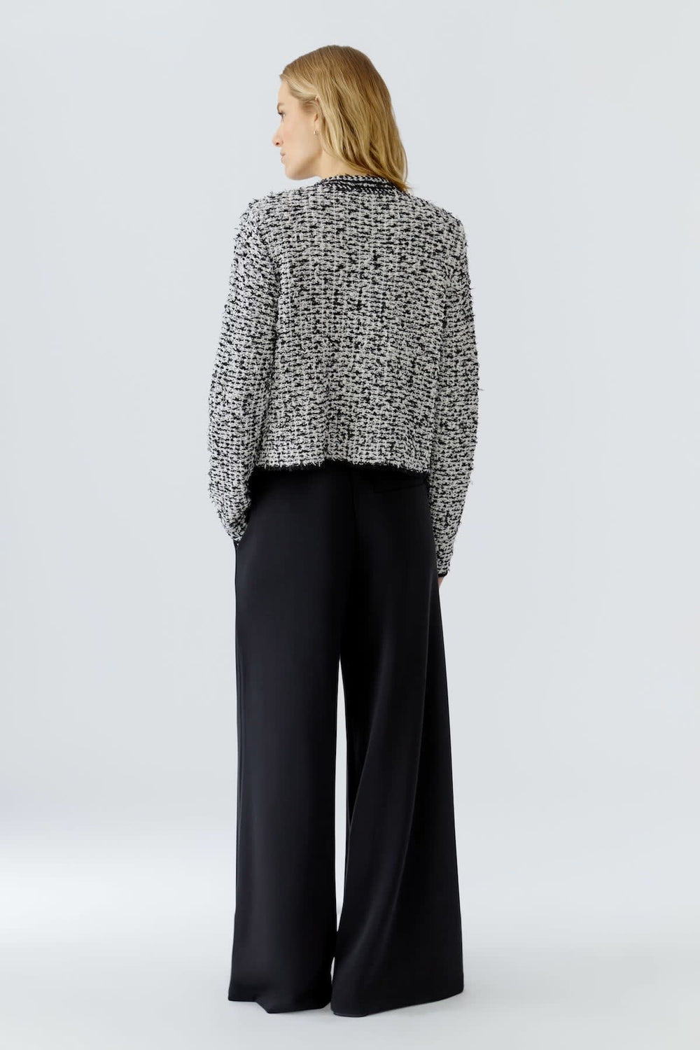 Vue de face veste en tweed femme Oui bleu avec détails boutons dorés - Valérie Simon