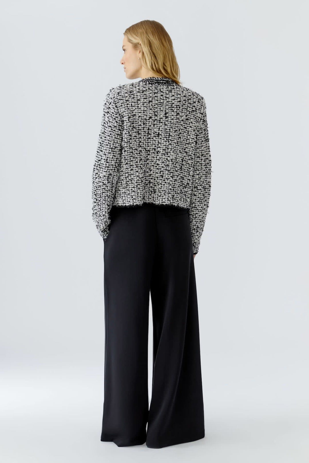 Vue de face veste en tweed femme Oui bleu avec détails boutons dorés - Valérie Simon