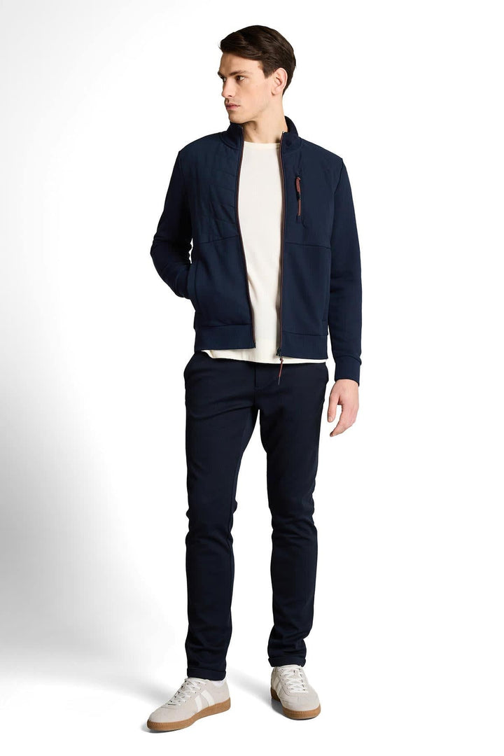 Vue de face veste hybride zippée Tom Tailor pour homme grise avec capuche - Valérie Simon