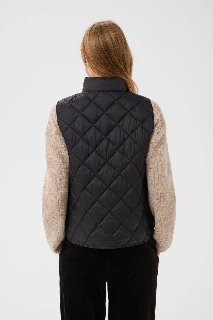 Vue de côté veste matelassée Carlota pour femme beige avec boutons et poches Part Two - Valérie Simon