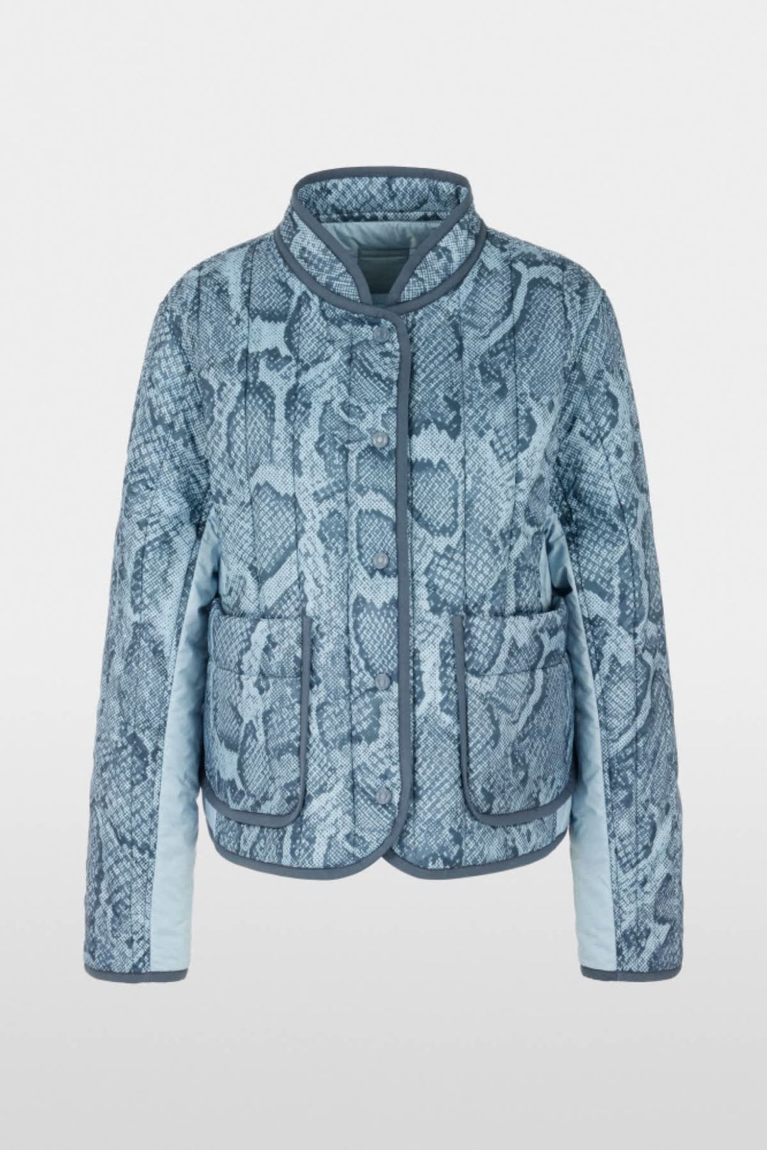 Front view of a reversible, beige, quilted Marc Cain women&