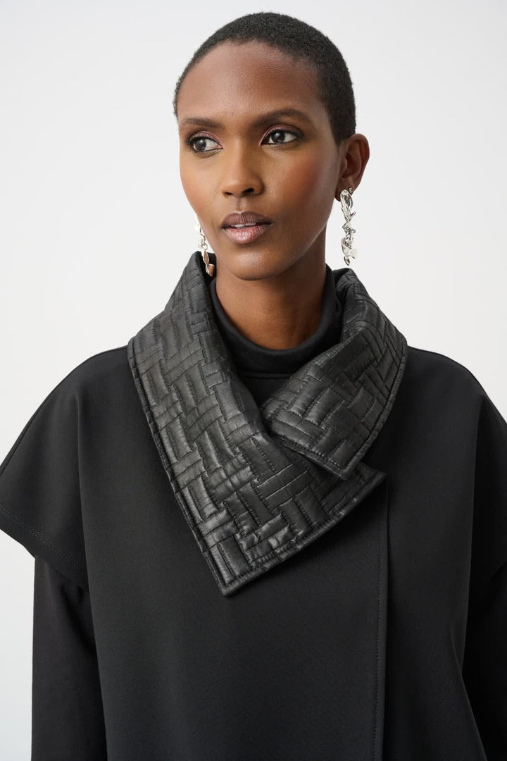 Side view of a white Joseph Ribkoff sleeveless jacket with a structured collar for women - Valérie Simon