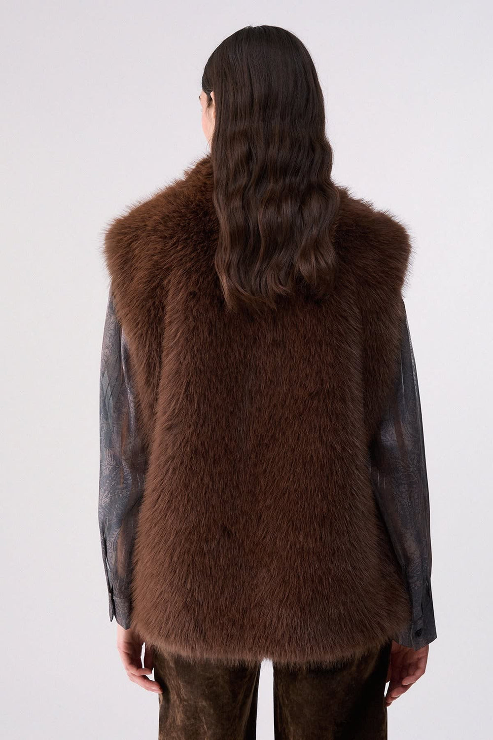 Veste sans manches effet fourrure pour femme liujo