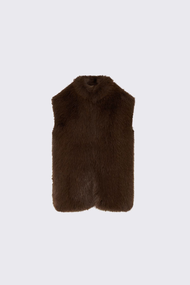 Veste sans manches effet fourrure pour femme liujo