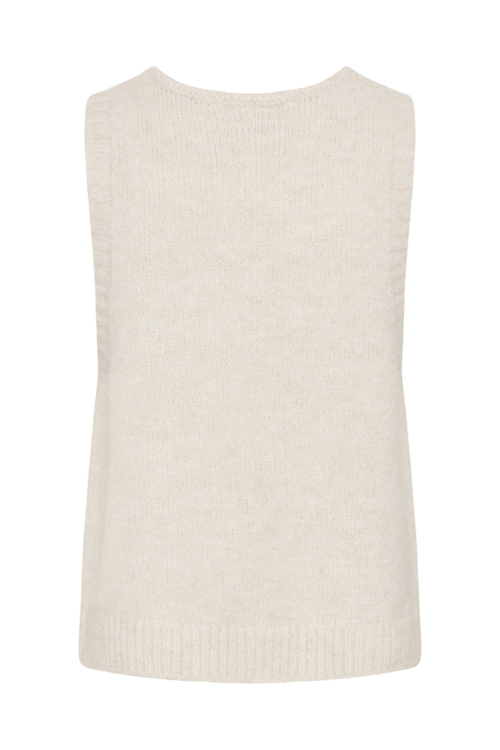 Veste sans manches en tricot à nouer pour femme Cream