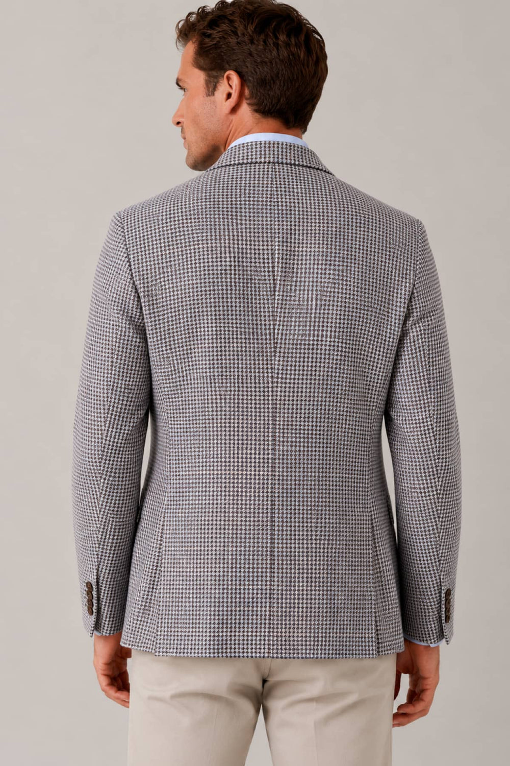 Vue de face veston Jack Victor à micro-motif texturé gris pour homme - Valérie Simon