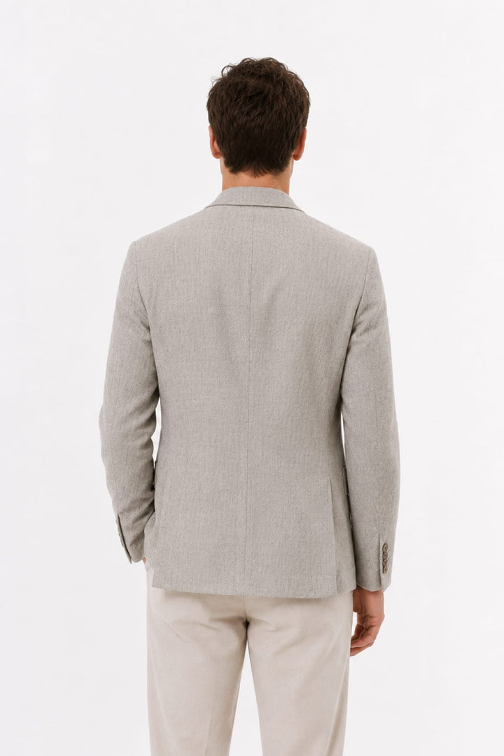 Vue de face veston lin-soie Tagliatore pour homme beige avec poches à rabat - Valérie Simon