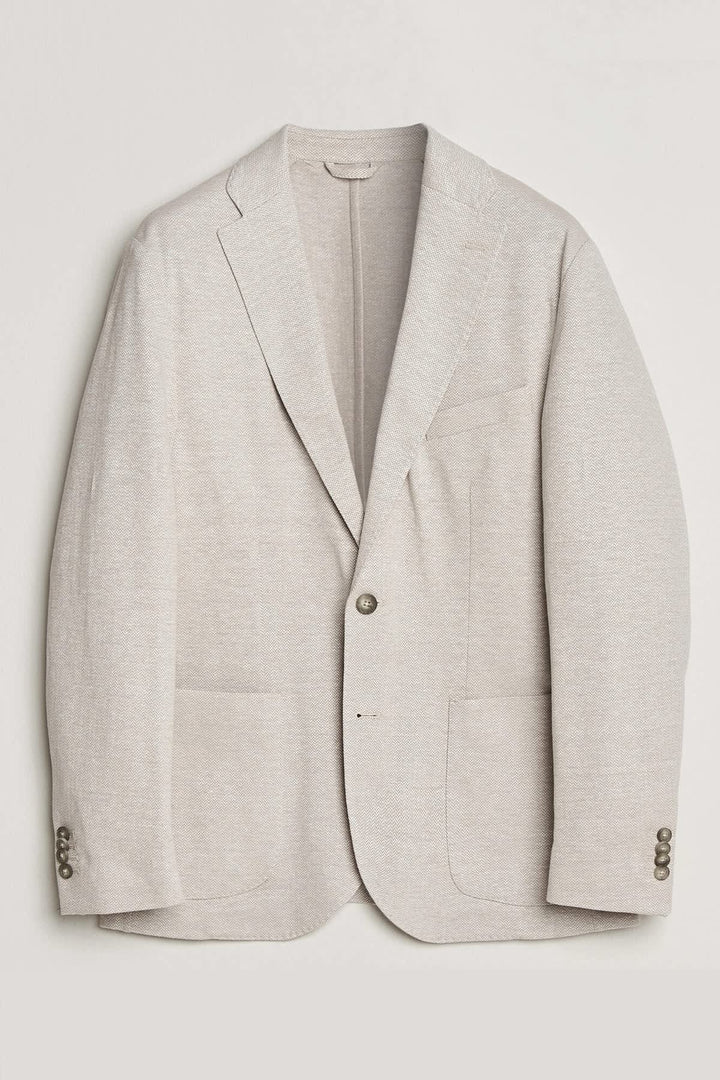 Vue de face veston Eton motif chevrons texturé gris pour homme - Valérie Simon
