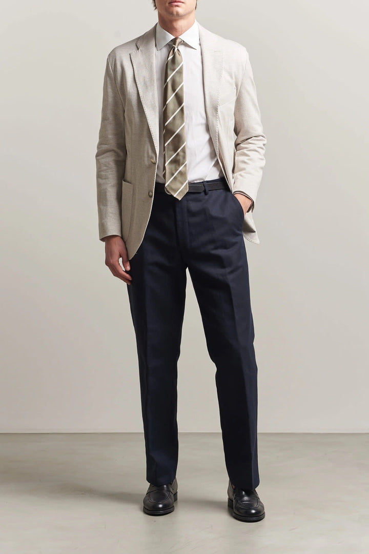 Vue latérale veston à motif chevrons Eton homme texturé gris - Valérie Simon