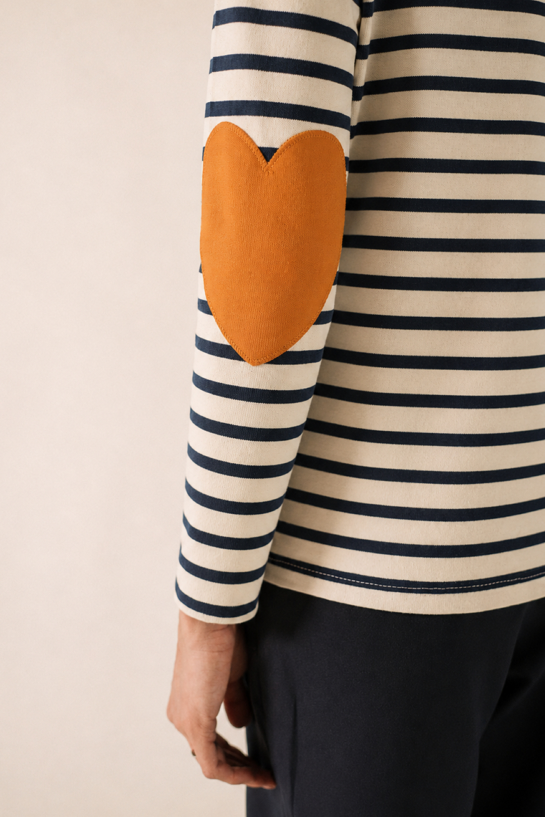 Vaujany striped sweater with contrasting elbow patches 