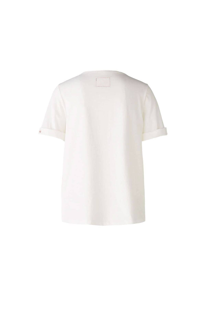 T-shirt blanc avec manches courtes et dos simple, idéal pour un style décontracté et confortable.