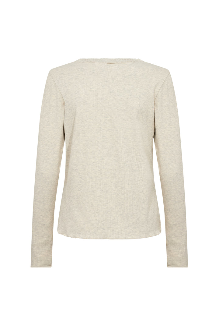 Long-sleeve chenille sweater with lace trim 