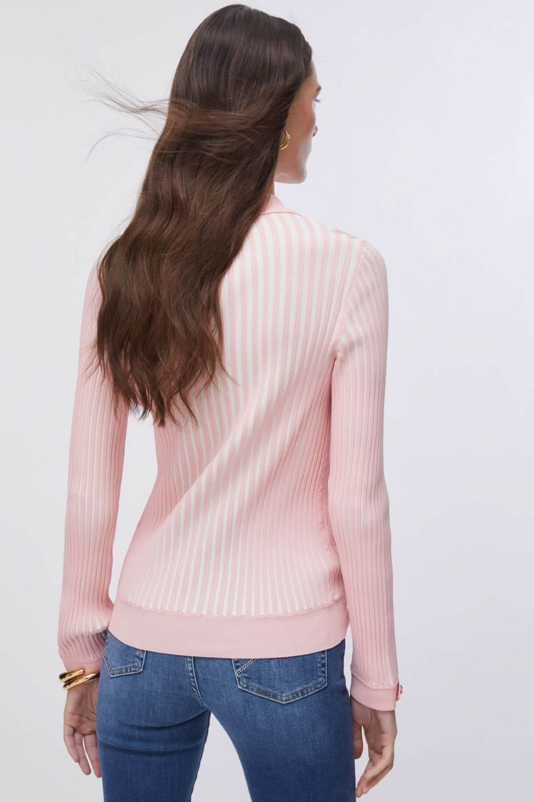 Polo en maille côtelée à demi-glissière