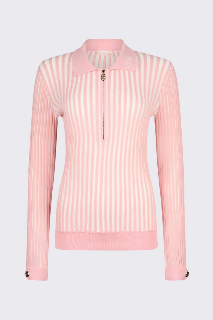 Polo en maille côtelée à demi-glissière