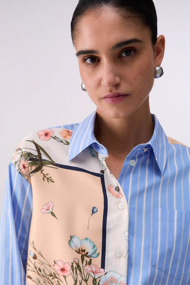 Chemise à manches longues avec motifs contrastés